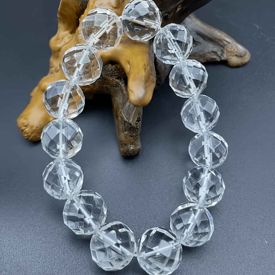 Natural Stone Material White Crystal Carved Easy Bracelet